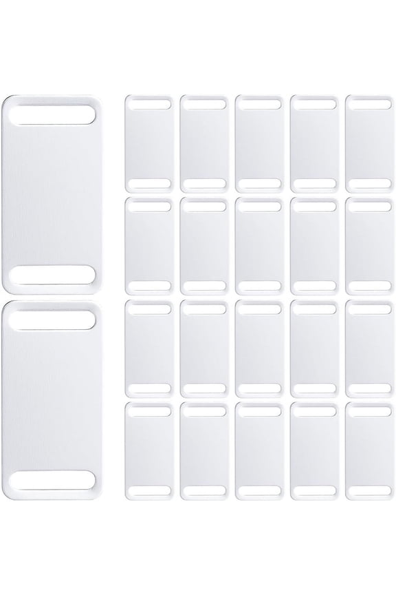 1 Box 25Pcs Metal Stamping Tags Rectangle Engraving Blanks Silver Blank 2.2 x 4.4cm Aluminum Personalized Pet ID Tag Connector Charms