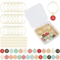 thumbnail image 1 of 1 Box 26 Set Drink Identifiers Markers Wine Glass Tag Charms Including Alphabet Letter Alloy Enamel Pendants Brass Charm Rings Jump Rings for Party Favors Family GatheringColorful, 1 of 9