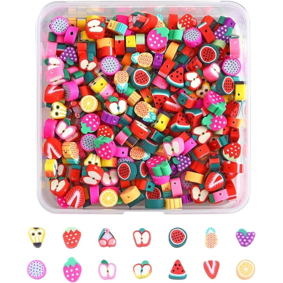 1 Box 280 Pieces Fruit Polymer Clay Beads Handmade Heishi Spacer Beads Assorted Watermelon Strawberry Slice Beads for DIY Jewelry Making Craft
