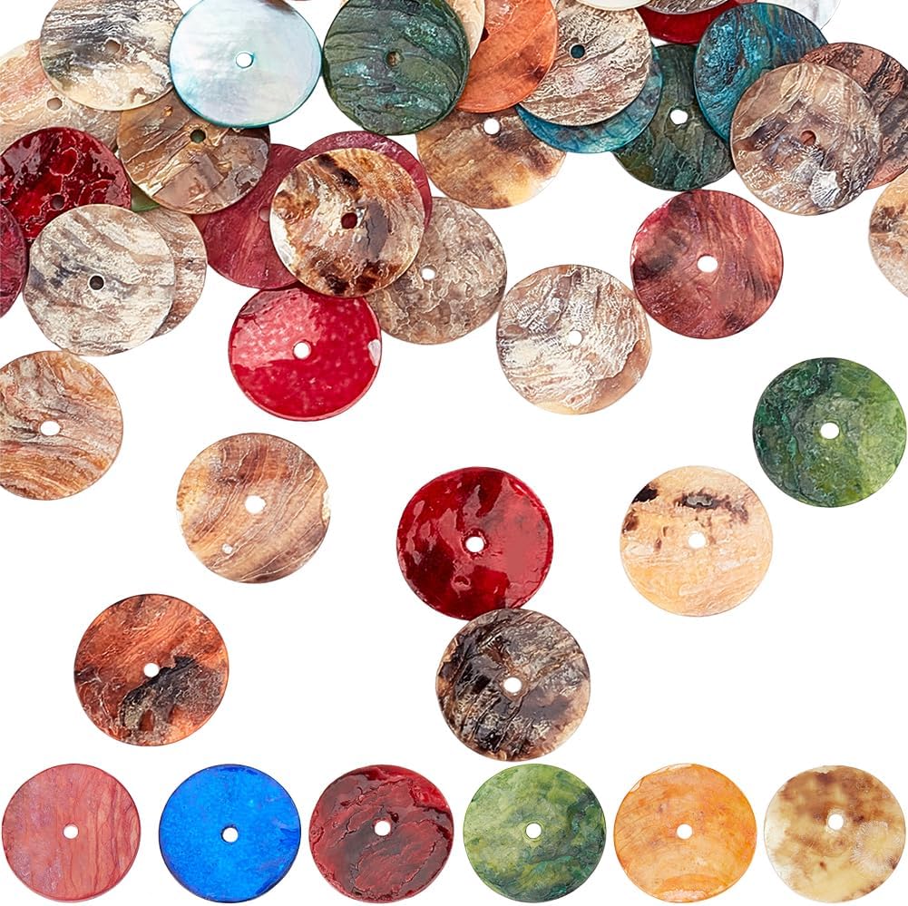 1 Box 288Pcs Natural Freshwater Shell Beads Dyed Flat Round Heishi ...