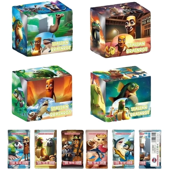 1 Box/288pcs Official Italian Brainrot Rot Cards Collection, Tralalero Tralala&Tung Tung Tung Sahur,Gold Card Flash Card Collection, Rare (288Pc Whole Box)