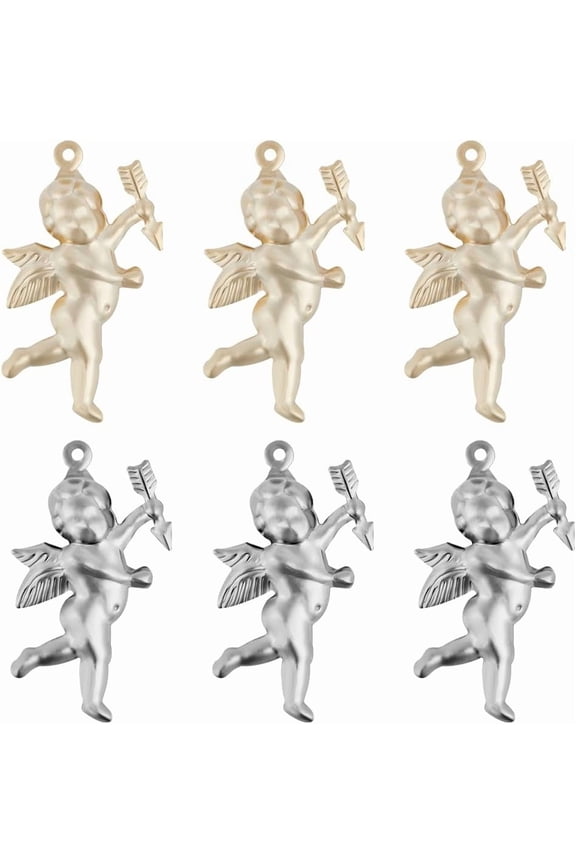 1 Box 28Pcs Cupid Charms Stainless Steel Golden Silver Guardian Angel Cherub Pendants Charms Craft Supplies for DIY Jewelry Making for DIY