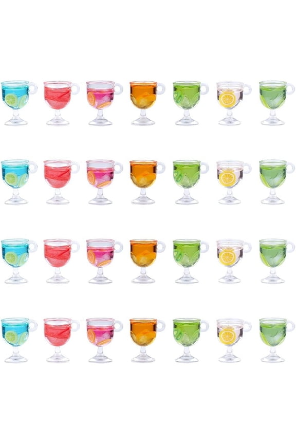 1 Box 28Pcs Mini Resin Bottle Charms Juice Charms Fruit Tea Pendants Jewelry Making Findings
