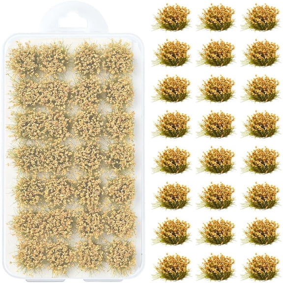 1 Box 28Pcs Miniature Grass Tufts Brown Model Train Landscape Plastic Diorama Grass Tufts Artificial Plants Shrubs for Railroad Scenery Train Layout Model Landscaping Sand Table Decor 1set