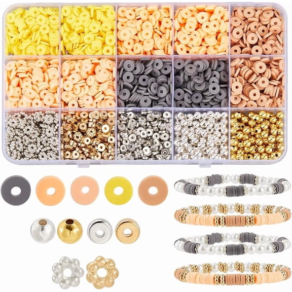 1 Box 2900Pcs Thanksgiving Polymer Clay Beads Bracelet Making Kit with Holiday Charms Gold Silver Bead Kits for Jewelry Making Supplies DIY Bracelets Necklaces Crafts Arts Birthday Gifts