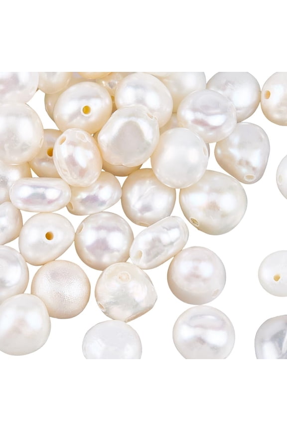 1 Box 29PCS Irregular Freshwater Pearl Beads with Holes 2 Sides Polished Natural Cultured Seashell Color Spacer Loose Bead Charm Bulk