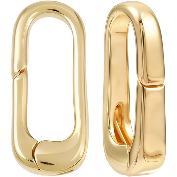 1 Box 2Pcs 14K Gold Filled Brass Spring Gate Rings Metal Oval Spring Clasp Necklace Enhancer Shortener Clasp