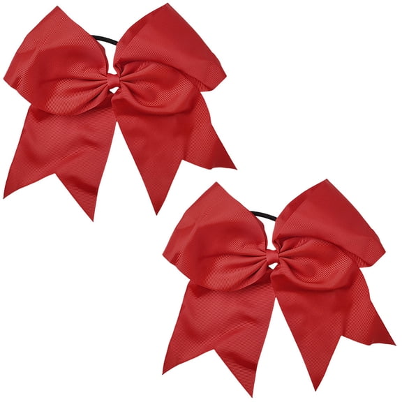 1 Box 2Pcs 7" Red Cheer Hair Bowknot Ponytail Holder Large Conquette Cheerleading Big Elastic Band Ribbon Bowtie Hair Bows DIY