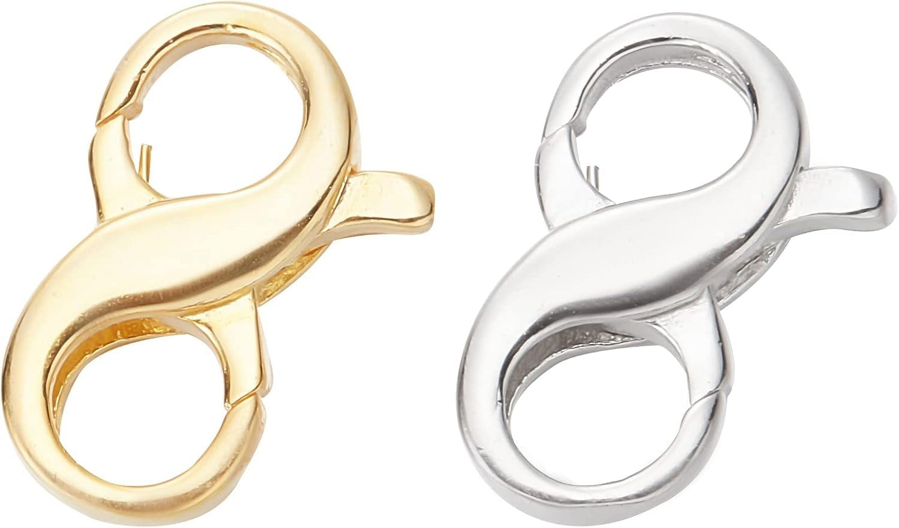 1 Box 2Pcs 925 Sterling Silver Lobster Clasp Double Lobster Clasps Infinity Clasp Number 8 Bracelet Extender Necklace Shortener Clasp for Jewelry Making Findings Women Adults DIY Crafts