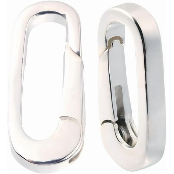 1 Box 2Pcs 925 Sterling Silver Spring Gate Rings 13x5.5x2mm Small Oval Jewelry Clasps Rectangle Necklace Enhancer Shortener with 1Pc Silver Polishing Cloth