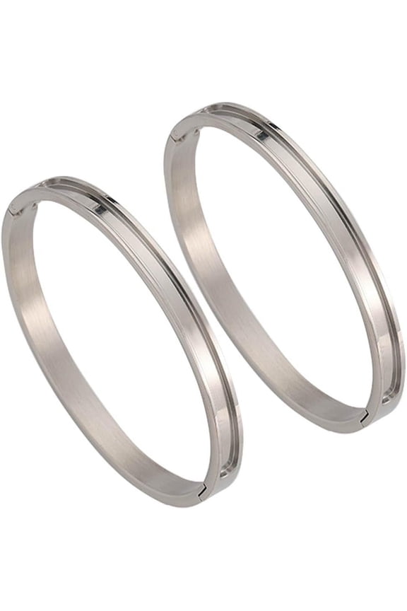 1 Box 2Pcs Bracelet Blanks Stainless Steel Hinged Bracelets Blank 51x61mm Empty Cuff Bangle Grooved Inlay Bracelet Base