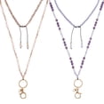 thumbnail image 1 of 1 Box 2Pcs ID Badge with Lanyard Beads ID Badge Chain Necklace Natural Amethyst Stone Bead Quartz with Swivel Lobster Clasps, 1 of 7