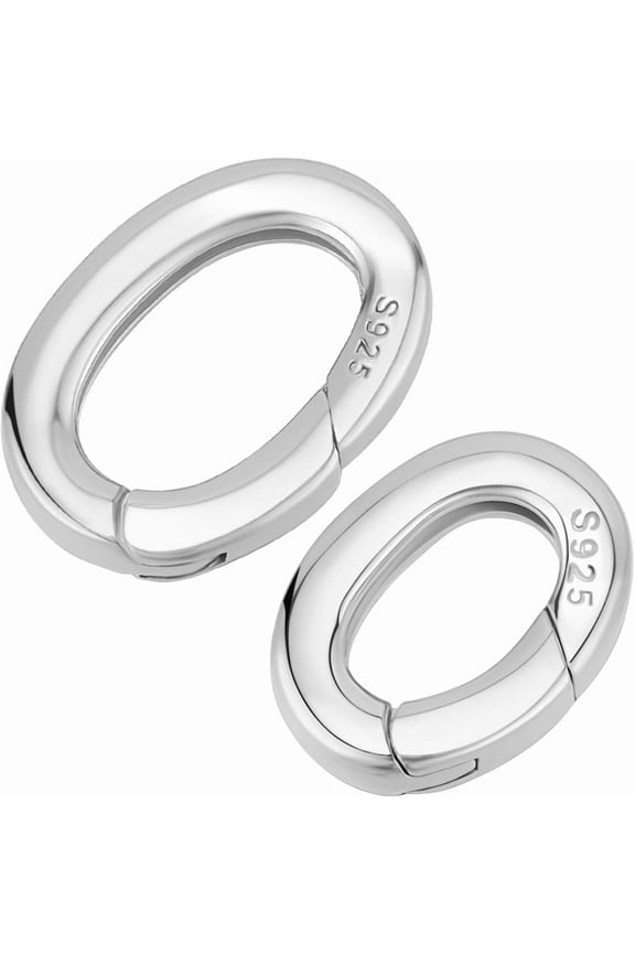 1 Box 2Pcs Oval Spring Clasp 925 Sterling Silver Spring Ring Connector Carabiner Clip Snap Hooks Lock Clasp for Jewelry Making Supplies Necklace Bracelet Keychain DIY Craft