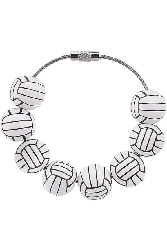 1 Box 2Pcs Sport Charms for Bogg Bag Wooden Volleyball Beaded Charms with Iron Zipper Clips Anti Theft for Bag Decoration diy