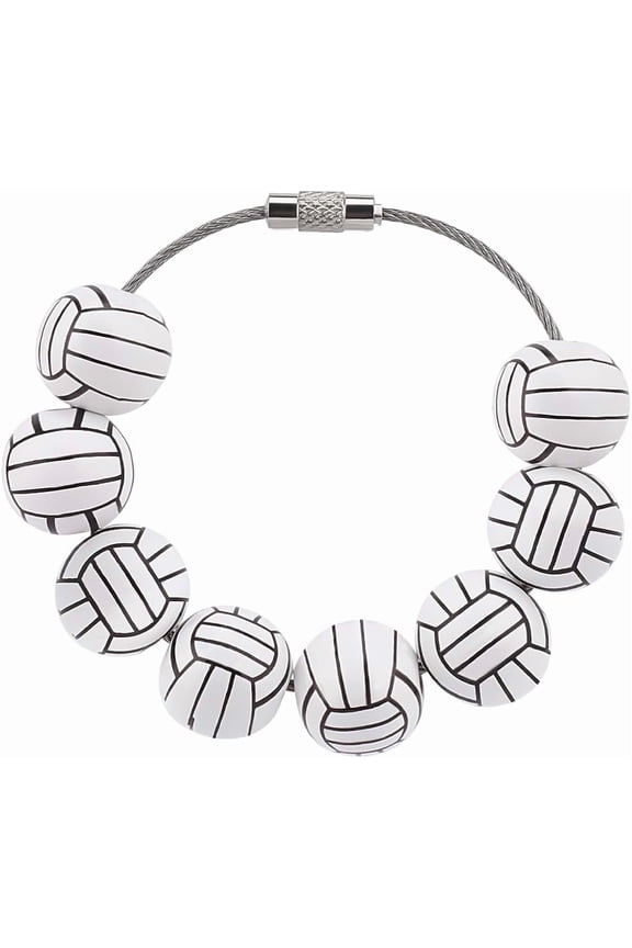 1 Box 2Pcs Sport Charms for Bogg Bag Wooden Volleyball Beaded Charms with Iron Zipper Clips Anti Theft for Bag Decoration