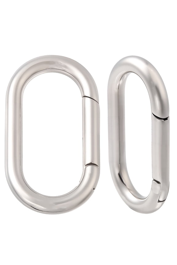 1 Box 2Pcs Spring Key Ring Large 43x24.5mm Stainless Steel Oval Spring Gate Rings Jewelry Clasps Carabiner Snap Clip Hooks Clip
