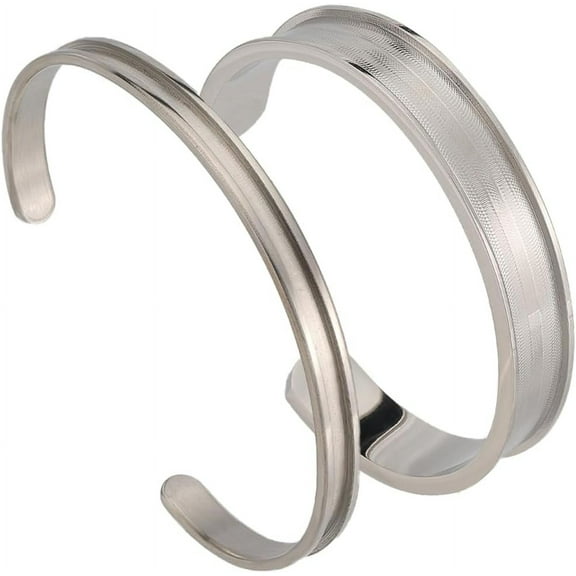 1 Box 2Pcs Stainless Steel Bangle Bracelet Blanks C-Shaped Cuff Bangles Oval Grooved Inlay Base 5x6cm Women Open Bracelet Blanks for DIY