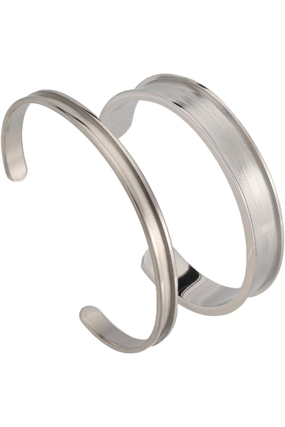 1 Box 2Pcs Stainless Steel Bangle Bracelet Blanks C-Shaped Cuff Bangles Oval Grooved Inlay Base 5x6cm Women Open Bracelet Blanks for DIY