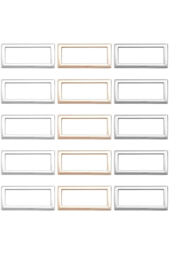 1 Box 3 Colors 15PCS Metal Flat Rectangle Rings Buckle 1-1/5"(30mm) Square Strap Webbing Belt Rings Rectangular Metal Loops Strap for Bag Belt Strap Heavy Duty Gun Black Gold Silver
