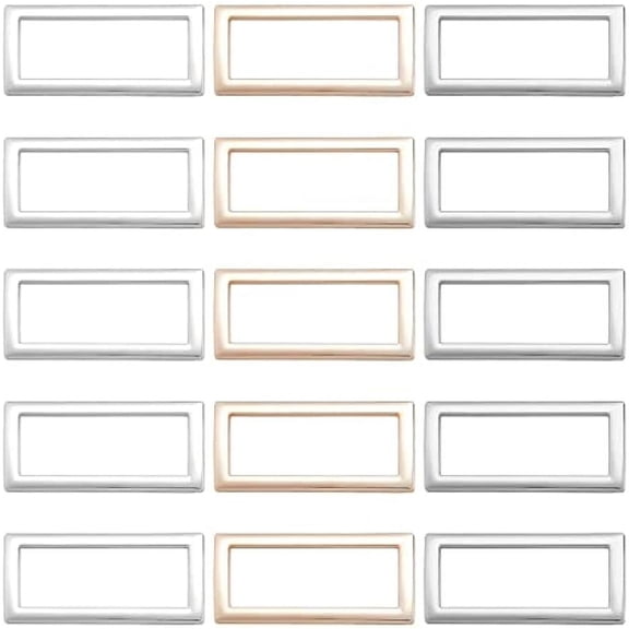 1 Box 3 Colors 15PCS Metal Flat Rectangle Rings Buckle 1-1/5"(30mm) Square Strap Webbing Belt Rings Rectangular Metal Loops Strap for Bag Belt Strap Heavy Duty Gun Black Gold Silver