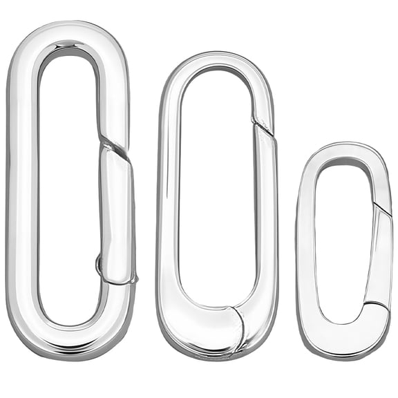 1 Box 3 Sizes 925 Sterling Silver Oval Spring Clasp Metal Spring Gate Rings Bulk Carabiner Snap Bracelet Closures Large Clamp Necklace
