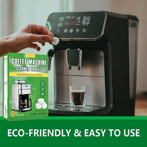 1 Box (30 Counts) Universal Coffee Machine Descaler Tablets, Fast Acting Hard Water Limescale & Oil Buildup Remover, Deep Cleaning Deodorizer for All Espresso & Drip Coffee Machines