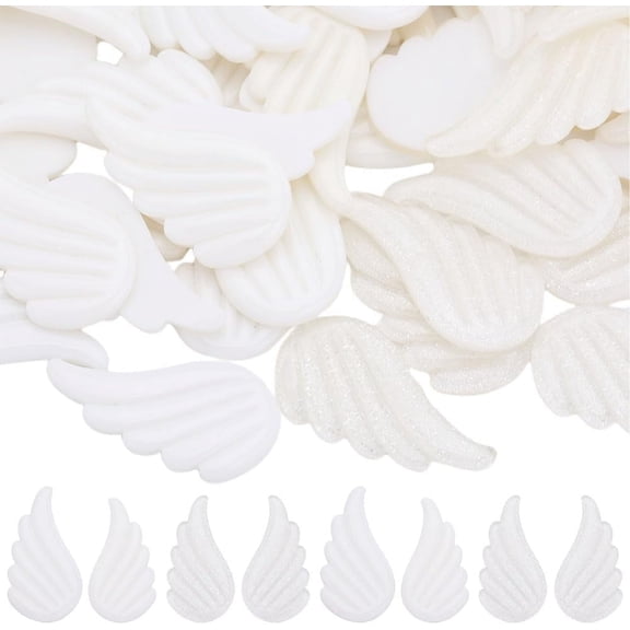 1 Box 30 Pairs White Angel Wing Charms Christmas Resin Cabochon Mini Fairy Beads Scrapbooking Embellishments Flatbacks Cabcohons for Jewelry Making Cell Phone Case Valentine's Day Decor