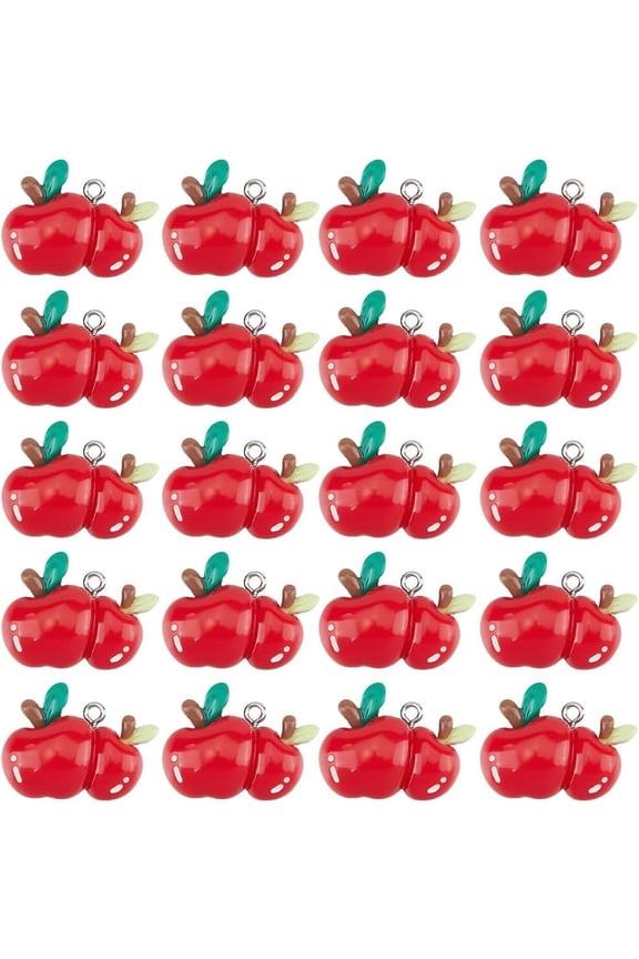 1 Box 30 Pcs Appless Resin Charms Flat Back Christmas Charms Bulk Resin Cute Red Applesss Fruit Xmas Festivals Charm for DIY Making