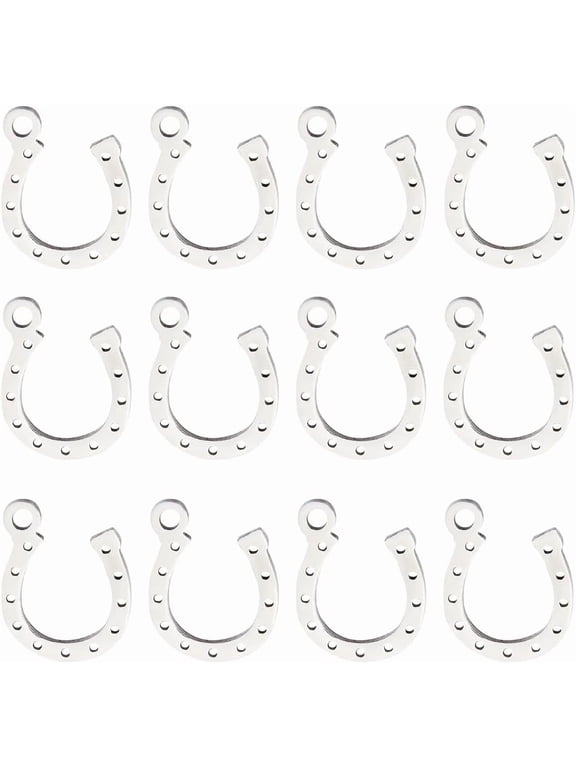 1 Box 30 Pcs Small Horseshoe Charm Horse Shoes Charms Silver Stainless Steel Metal Lucky Horseshoes Western St Patrick's Day Festivals Charms for Jewelry Making DIY Crafts DIY Stainless Steel Color