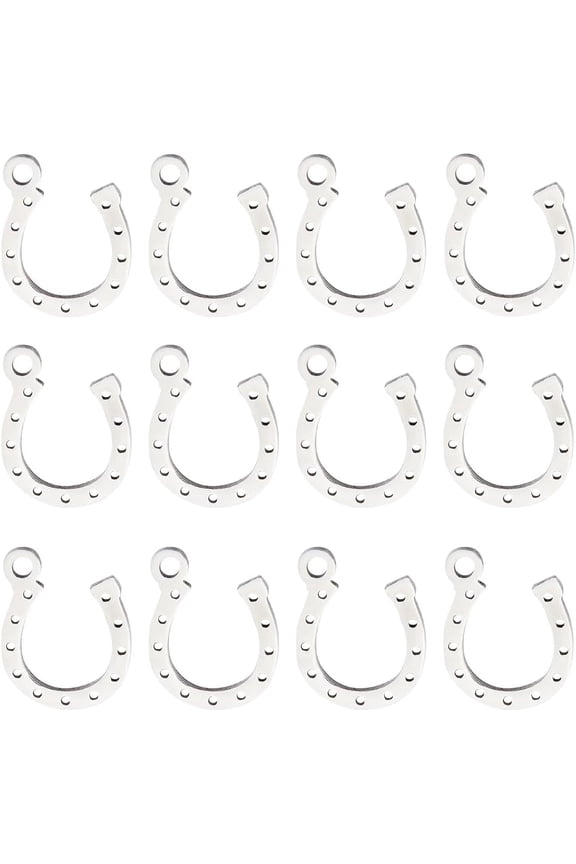 1 Box 30 Pcs Small Horseshoe Charm Horse Shoes Charms Silver Stainless Steel Metal Lucky Horseshoes Western St Patrick's Day Festivals Charms