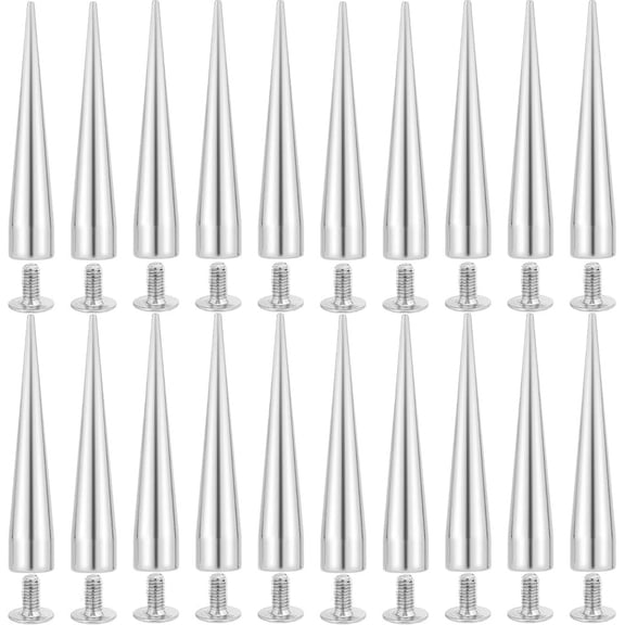 1 Box 30 Sets 40mm Silver Spikes Metal Alloy Spike Studs Cone Punk Round Screwback Stud Leathercraft Decoration Tree Large Rivets for Leather Clothing Jackets Shoes DIY Crafts Accessories