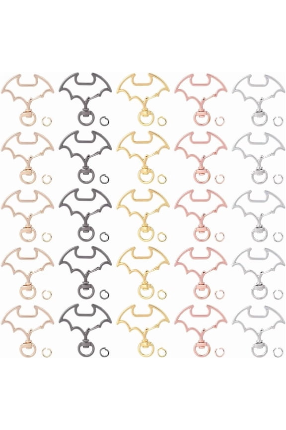1 Box 30 Sets 5 Colors Swivel Snap Hooks Cute Keychain Clasps Bulk Bat Spring Alloy Rings Lobster Clasps Snap Colorful Keychain Findings