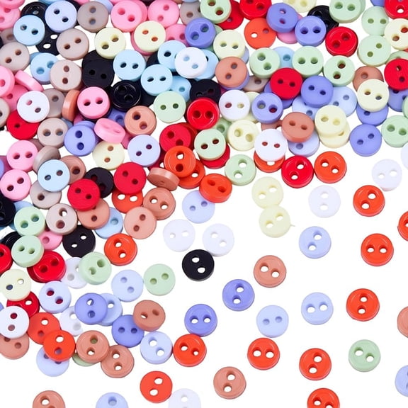 1 Box 300Pcs 12 Colors Mini Resin Buttons 4.5mm/0.18 inch Assorted Color Micro Tiny Round 2 Hole Decorative Buttons for Dolls Clothing