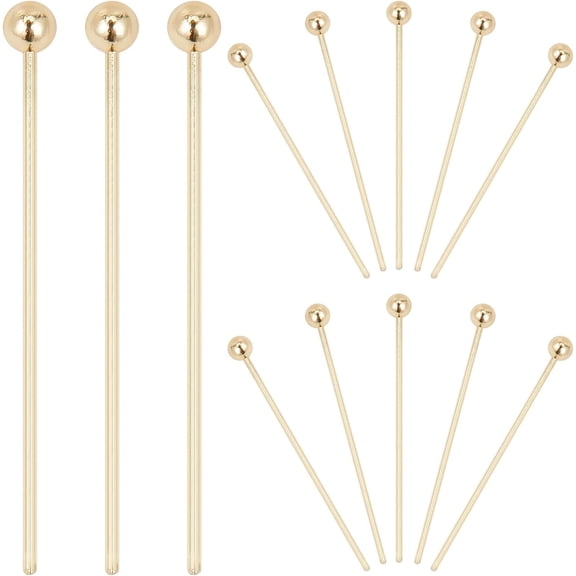 1 Box 300Pcs 14K Gold Plated Brass Ball Head Pins 0.78in Wire Headpins Non Eye Pins for DIY Dangle Drop Earring Jewelry Making Crafts Findings