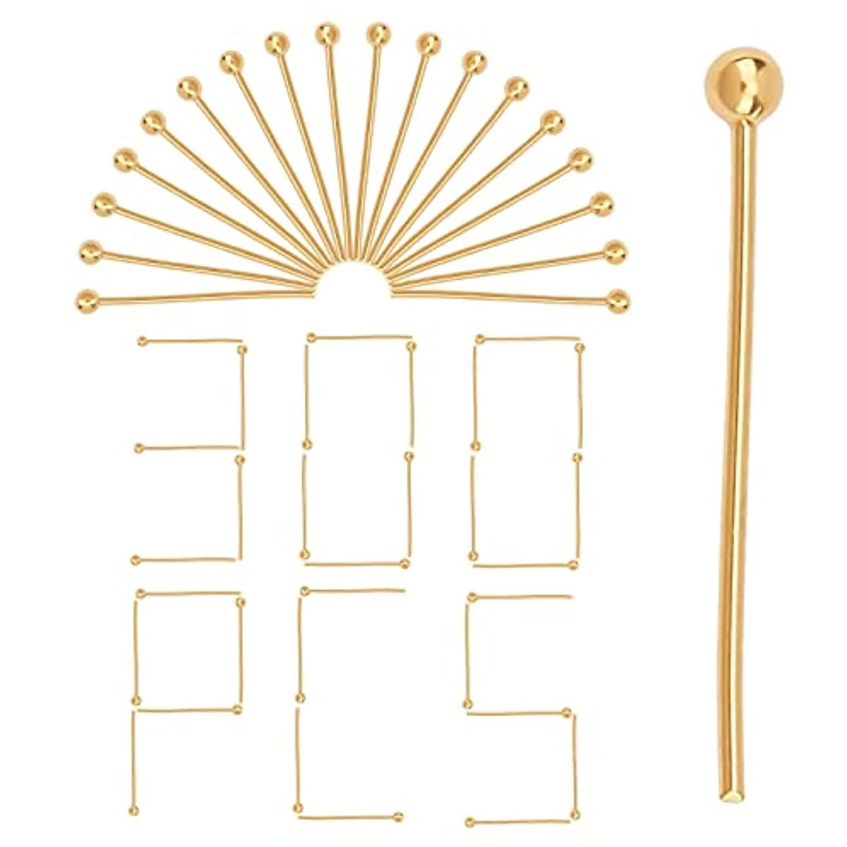 1 Box 300Pcs 18K Gold Plated Ball Head Pins Wire Headpins Needles Gauge