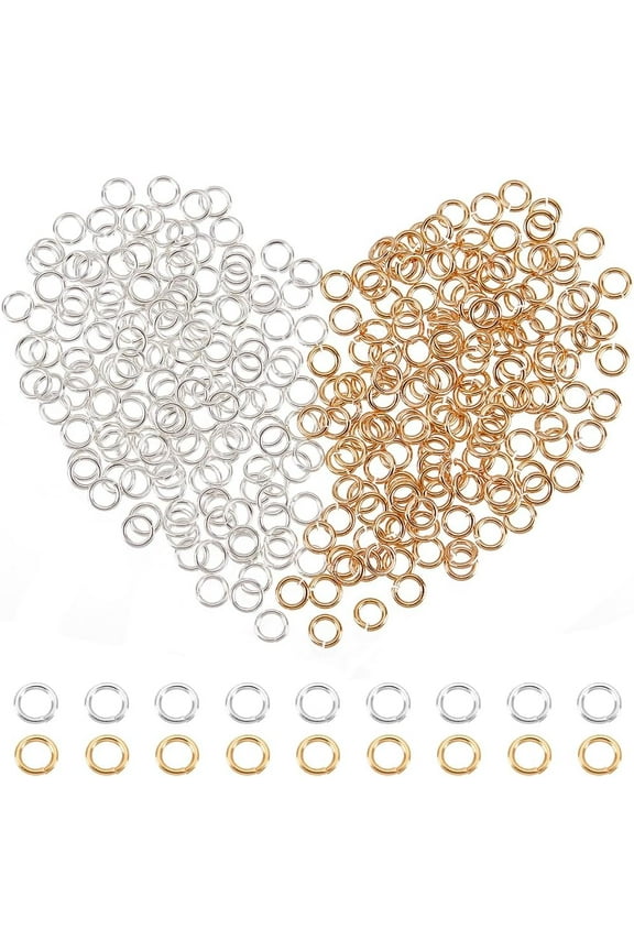 1 Box 300Pcs 2 Size Single Loop Jump Rings Brass Open Small Circle Frames Key Chain Links Connector Rings for Bracelet Necklace Jewelry Making colorful