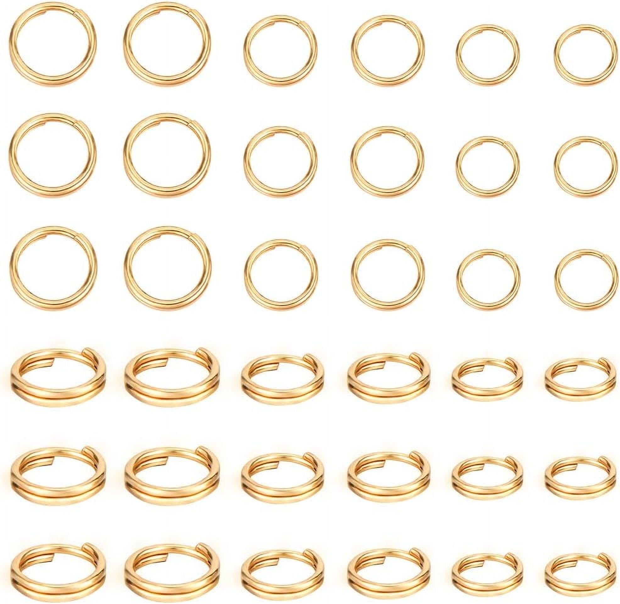1 Box 300Pcs 3 Size Split Rings 18K Gold Plated Stainless Steel O Ring ...