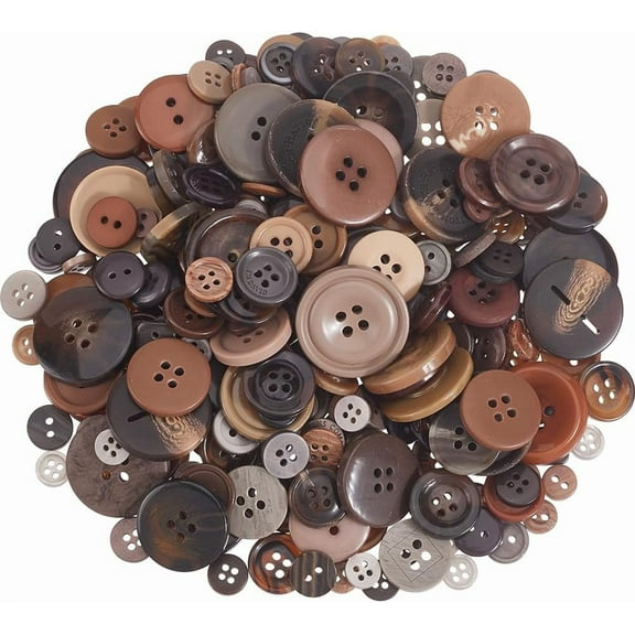 1 Box 300Pcs Brown Assorted Buttons Brown Sewing Buttons Bulk Flatback Shape 4 and 2 Hole Autumn Multicolor Resin Round Button for Crafts Clothes Sweater DIY Art Projects Beginner Decor Brown DIY