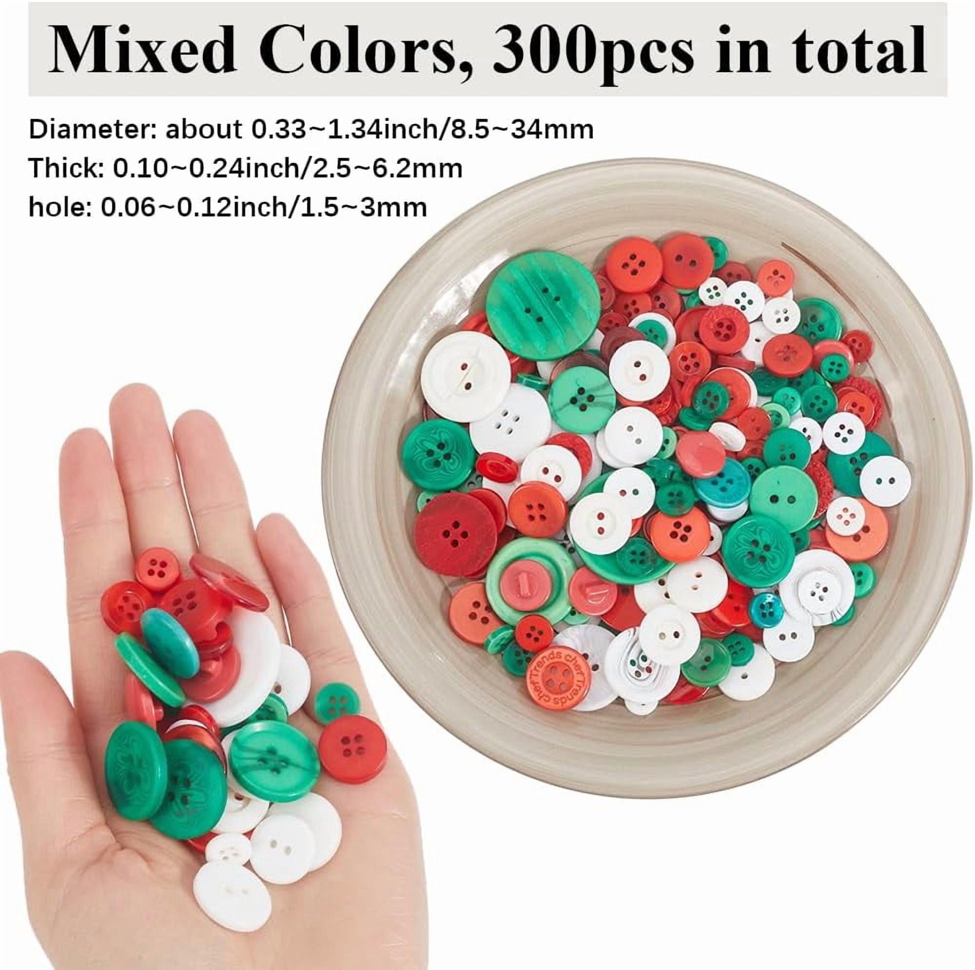 50 Pcs Red & White Resin Christmas Buttons - Round Sewing Buttons For Holiday Crafts, Clothing, And Decorations