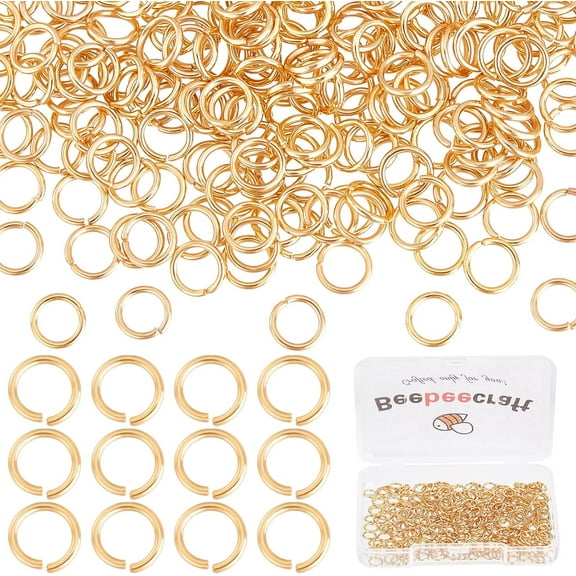 1 Box 300Pcs Gold Jump Rings 18K Gold Plated Open Jump Rings 5mm for Jewelry Making Necklace Keychains Yellow Connector Golden