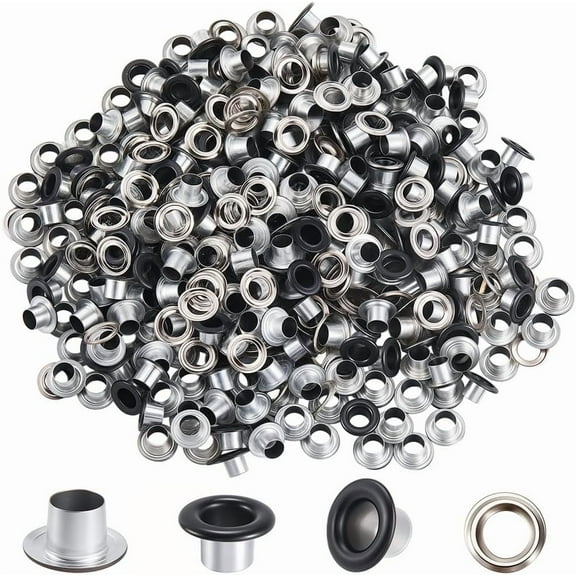 1 Box 300Pcs ID Grommets Eyelets 0.16 Inch Hole Black Self Backing Eyelet Iron Metal Quicklet Grommets Kit with Washers for DIY Repairing Bead Cores Clothes Shoes Leather Canvas DIY Crafts