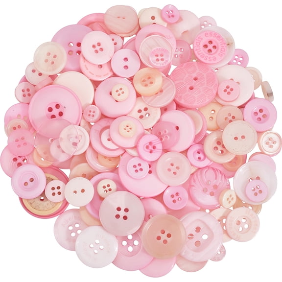 1 Box 300Pcs Pink Craft Buttons Pink Assorted Buttons Resin Bulk Round Shape Sweet Multicolor Flatback Styles 4 and 2 Hole ButtonDIY