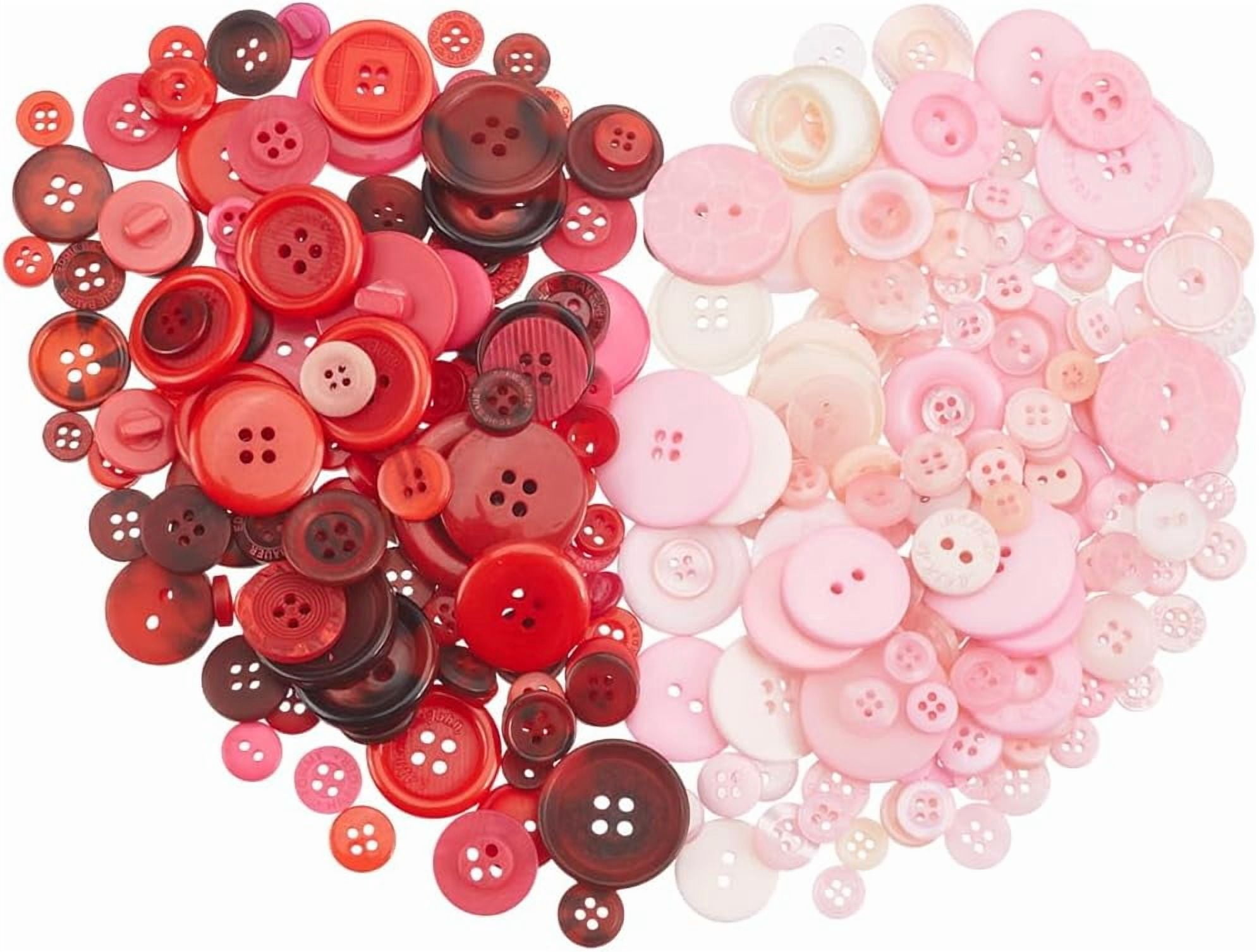 1 Box 300Pcs Red Pink Buttons Valentines Day Buttons Bulk Assorted ...