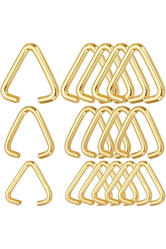 1 Box 300Pcs Triangle Open Hook Rings Metal Jump Rings Bulk Gold Iron Pinch Clip Bails Clasp Pendants Connectors Linking Rings for Jewelry Making Accessories DIY Earrings Bracelet Necklace