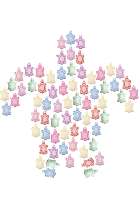 1 Box 300Pcs Turtle Beads Bulk Colorful Acrylic Tortoise Charms Carved Sea Ocean Animal Spacer Beads Elastic Thread