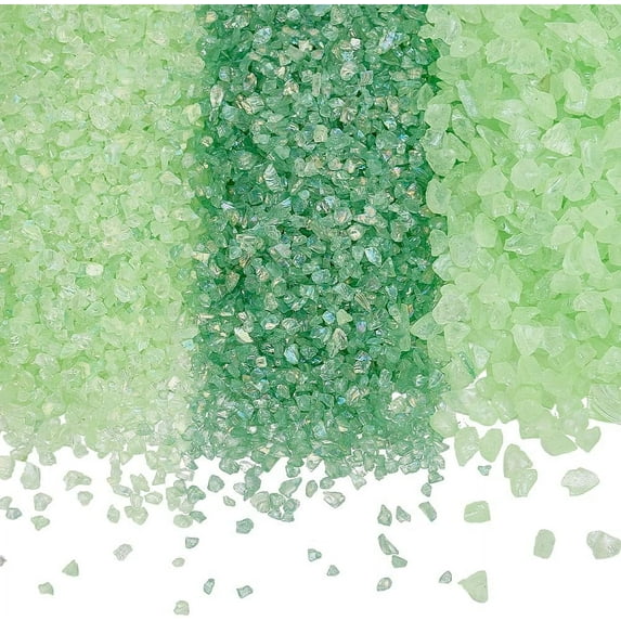 1 Box 300g Irregular Crushed Glass Chips Bulk Broken Mirror Pieces Green Metallic Small Crystal Chips Chunky Sequins Flakes for Hair Nail Resin Arts Vase Filler DIY Jewelry Making Supplies