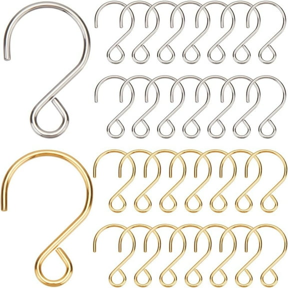 1 Box 300pcs S Shaped Hooks Stainless Steel Small S Shape Hooks Tiny Small Golden Silver Metal s Hangers Ornaments Hook Mixed Color