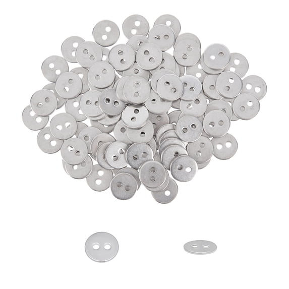 1 Box 304 Stainless Steel Buttons 2-Hole Flat Round Stainless Steel ...