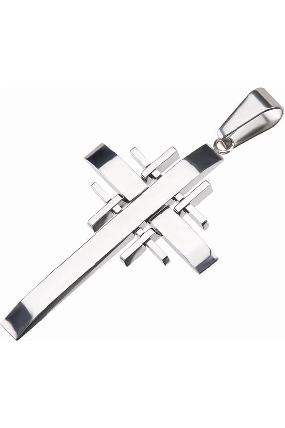1 Box 304 Stainless Steel Charms Large Solid High Polish Multi Layer Jerusalem Crucifix Charms with Pinch Clip for Jewelry Making Necklace Bracelet Accessories 5.8x3.5cm Metal Stainless Steel Color
