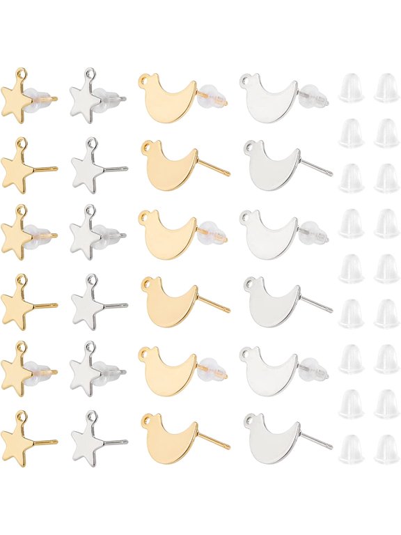 1 Box 304 Stainless Steel Stud Earring Findings with Loop Stainless Steel Color 160pcs/box for Handmade
